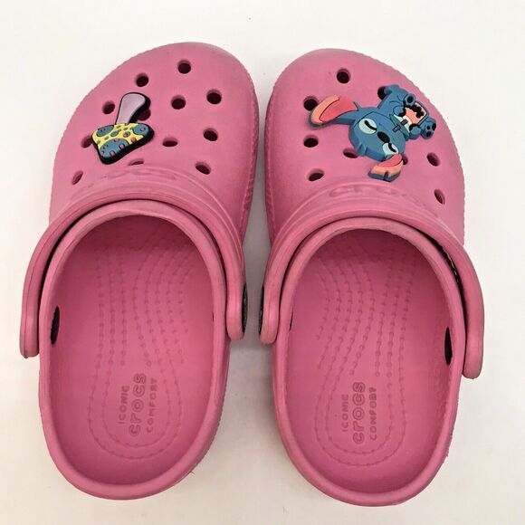 Crocs Iconic Comfort Clogs Unisex Childs C 8 Pink Jibbitz Waterproof Sandals - Picture 5 of 12